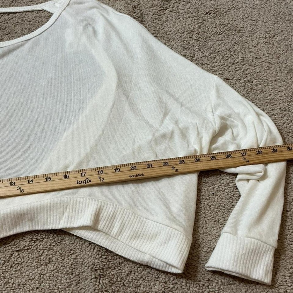 NWT PROJECT SOCIAL T Ivory Cross Back Sweater Loose Fit Dolman Sleeve Women M - Picture 5 of 5